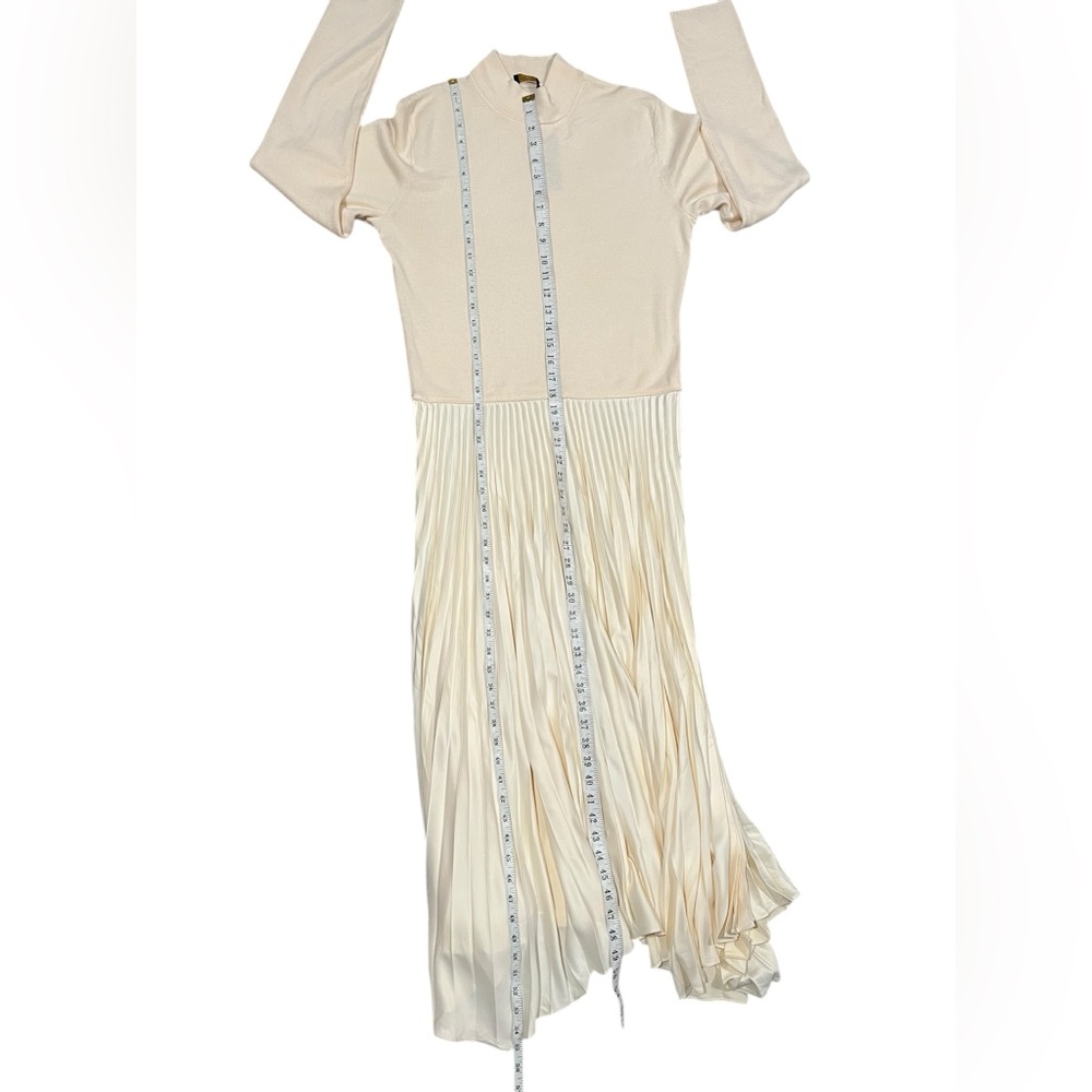 Polo Ralph Lauren Womens Dress Long-Sleeve Cream pleated Mockneck Wool Silk XL - Picture 11 of 16